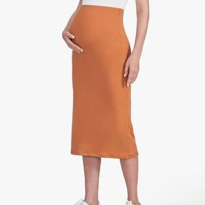 Orange Midi Maternity Skirt